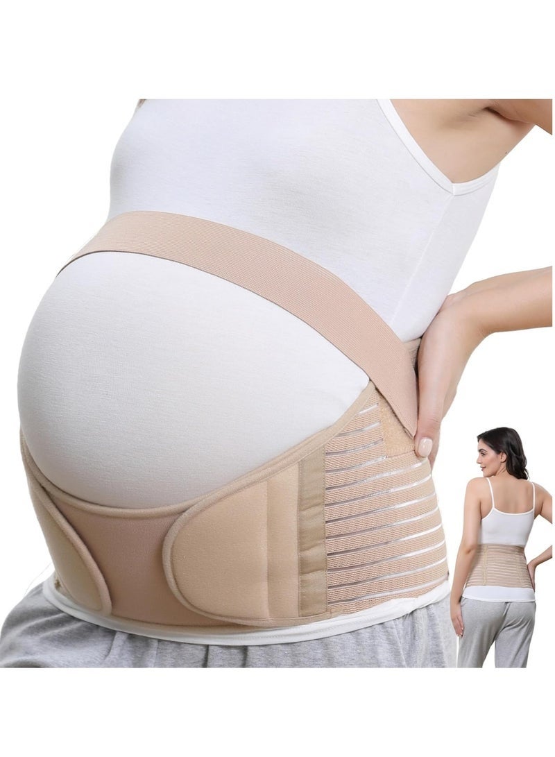 حزام دعم الحمل، حزام للخصر والظهر والبطن، لون بيج - Image 1